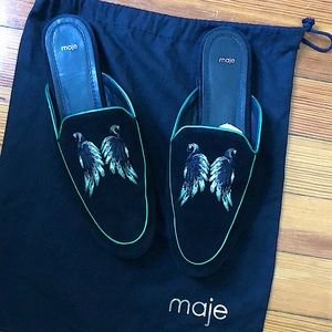 EUC Maje velvet bird slipper loafers 37